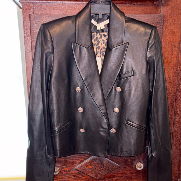 Veronica Beard lamb leather Nevis double breasted jacket. Size 8 - NWT - Picture 3 of 6